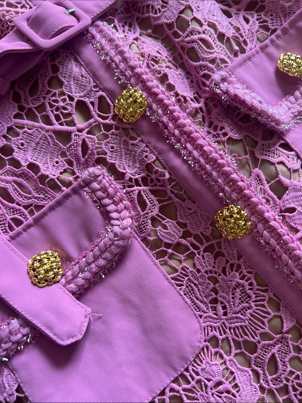 SP Style Pink Lace Button-Front Dress with Belt - Picture 7 of 12